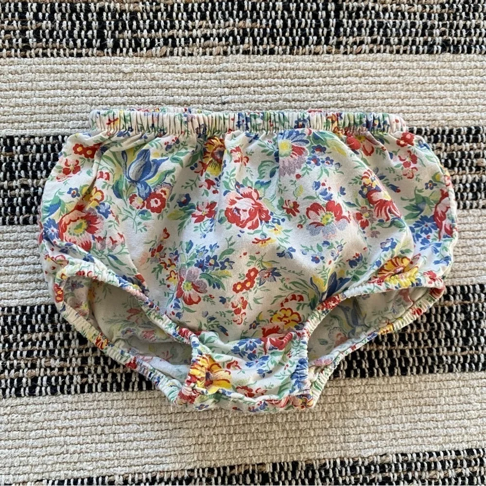 Ralph Lauren Cream Red Blue Yellow Green Floral Print Cotton Sundress 3 months